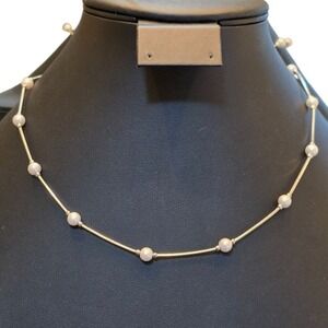 Sterling Silver Necklace With‎ Freshwater Pearls & Lobster Clasp Closure